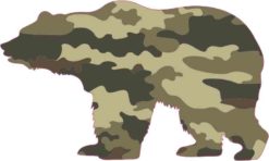 Left Facing Camouflage Bear Sticker