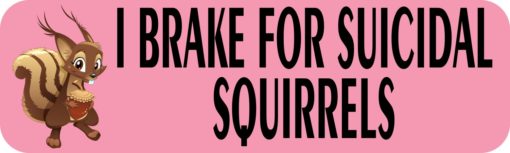 Pink I Brake for Suicidal Squirrels Magnet