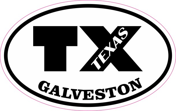 Oval TX Galveston Texas Sticker
