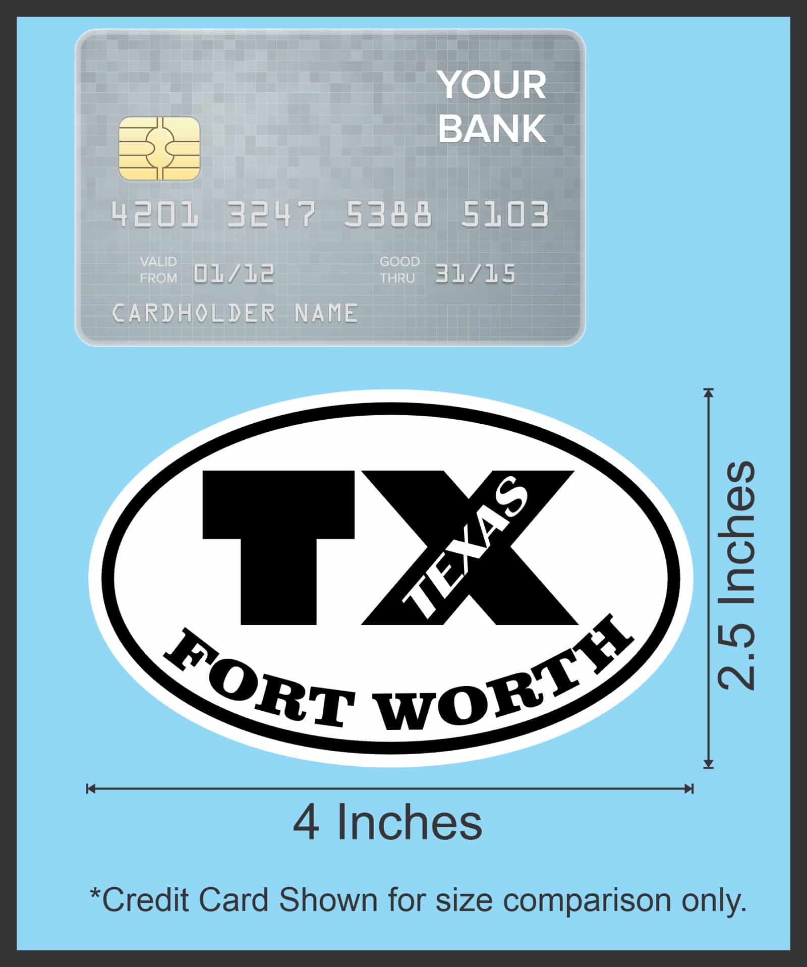4in x 2.5in Oval TX Fort Worth Texas Sticker - Image 6