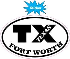 Alternative view of 4in x 2.5in Oval TX Fort Worth Texas Sticker