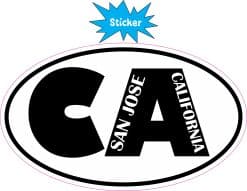 Alternative view of 5in x 3in Oval CA San Jose California Sticker