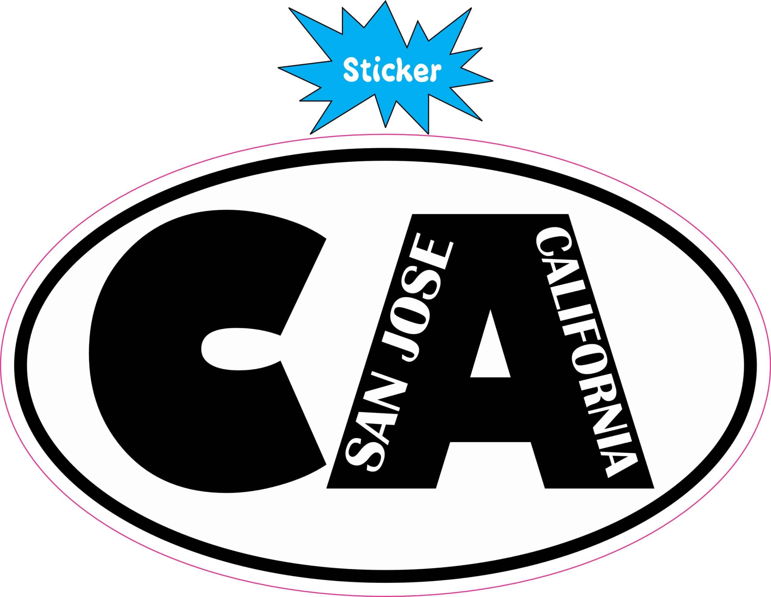 5in x 3in Oval CA San Jose California Sticker - Image 2