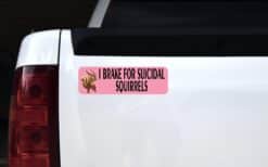 10in x 3in Pink I Brake for Suicidal Squirrels Magnet