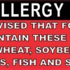 Food Allergy Notice Sticker