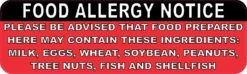 Food Allergy Notice Sticker