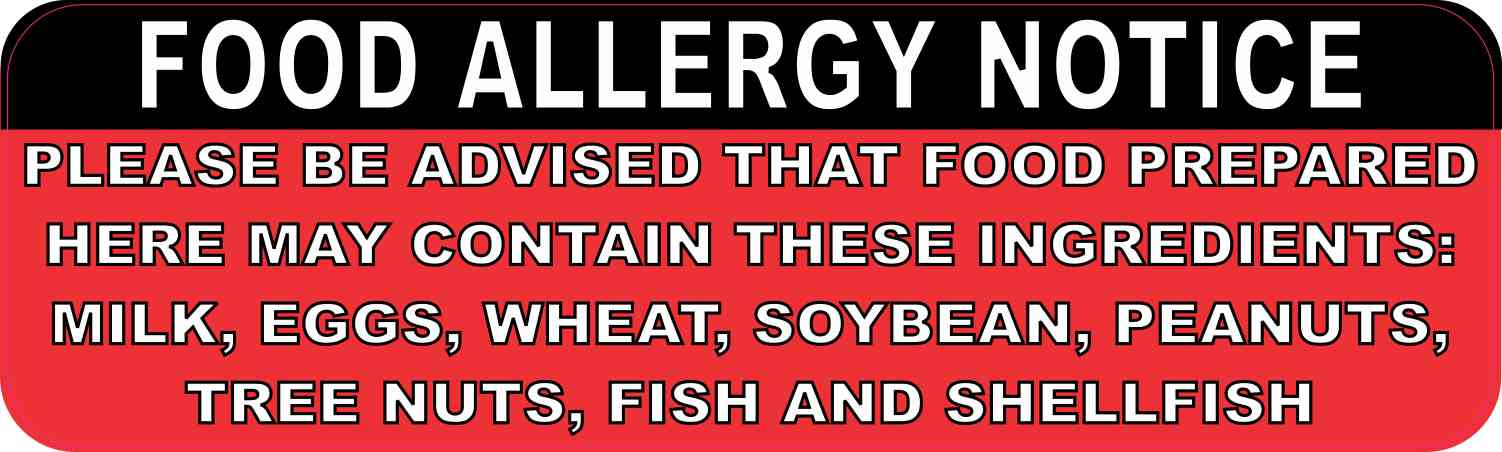 Food Allergy Notice Sticker
