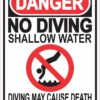 No Diving Shallow Water Sticker