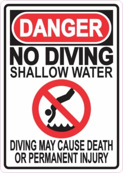 No Diving Shallow Water Sticker