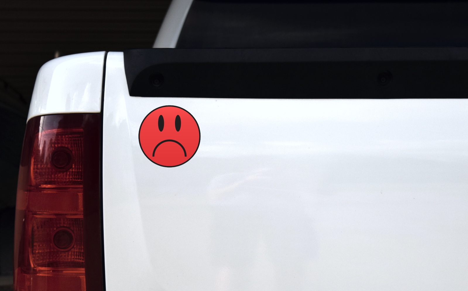 4in x 4in Red Sad Face Sticker - Image 2