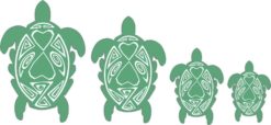 Green and White Turtle Family Stickers