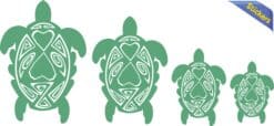 Green and White Turtle Family Stickers