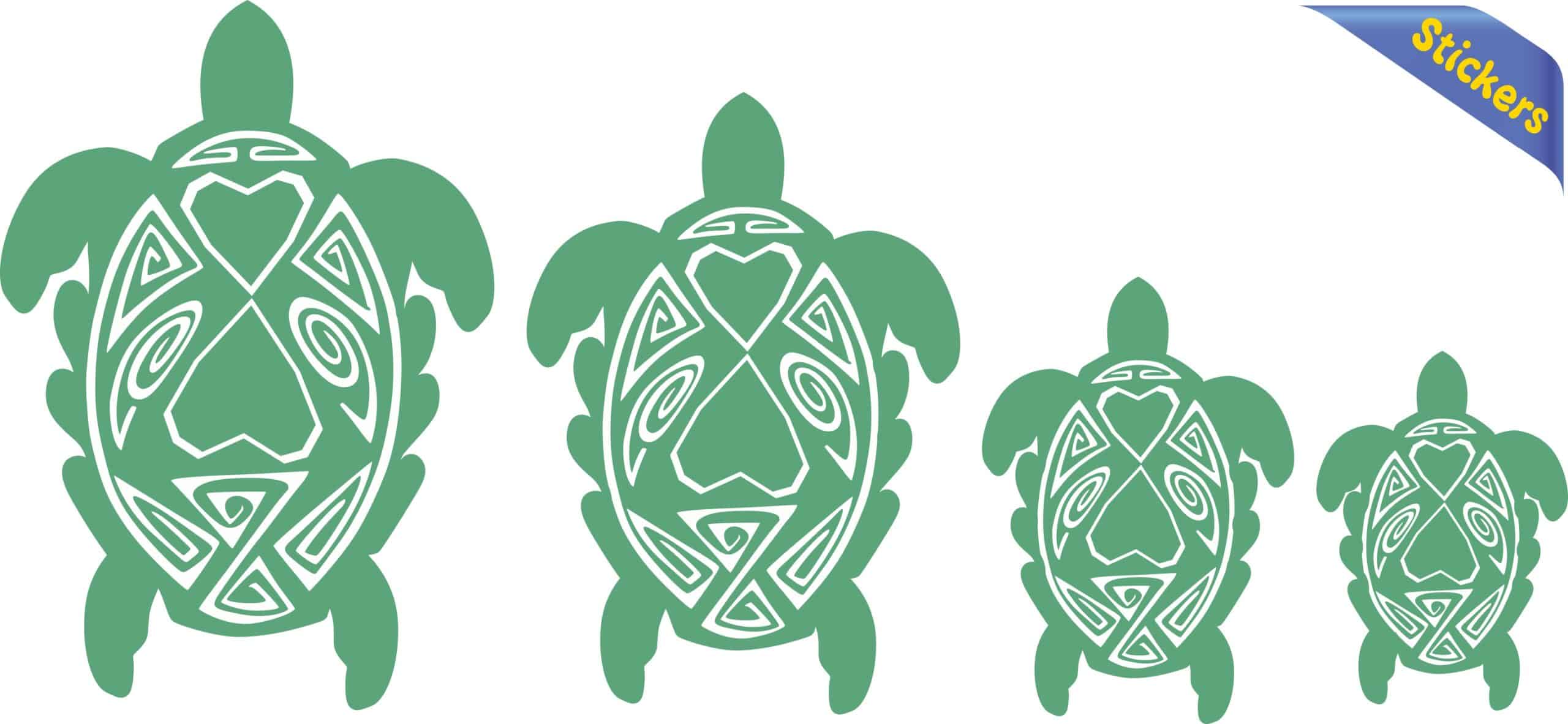 Green and White Turtle Family Stickers