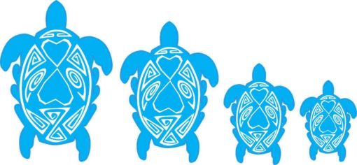 Blue and White Turtle Family Stickers
