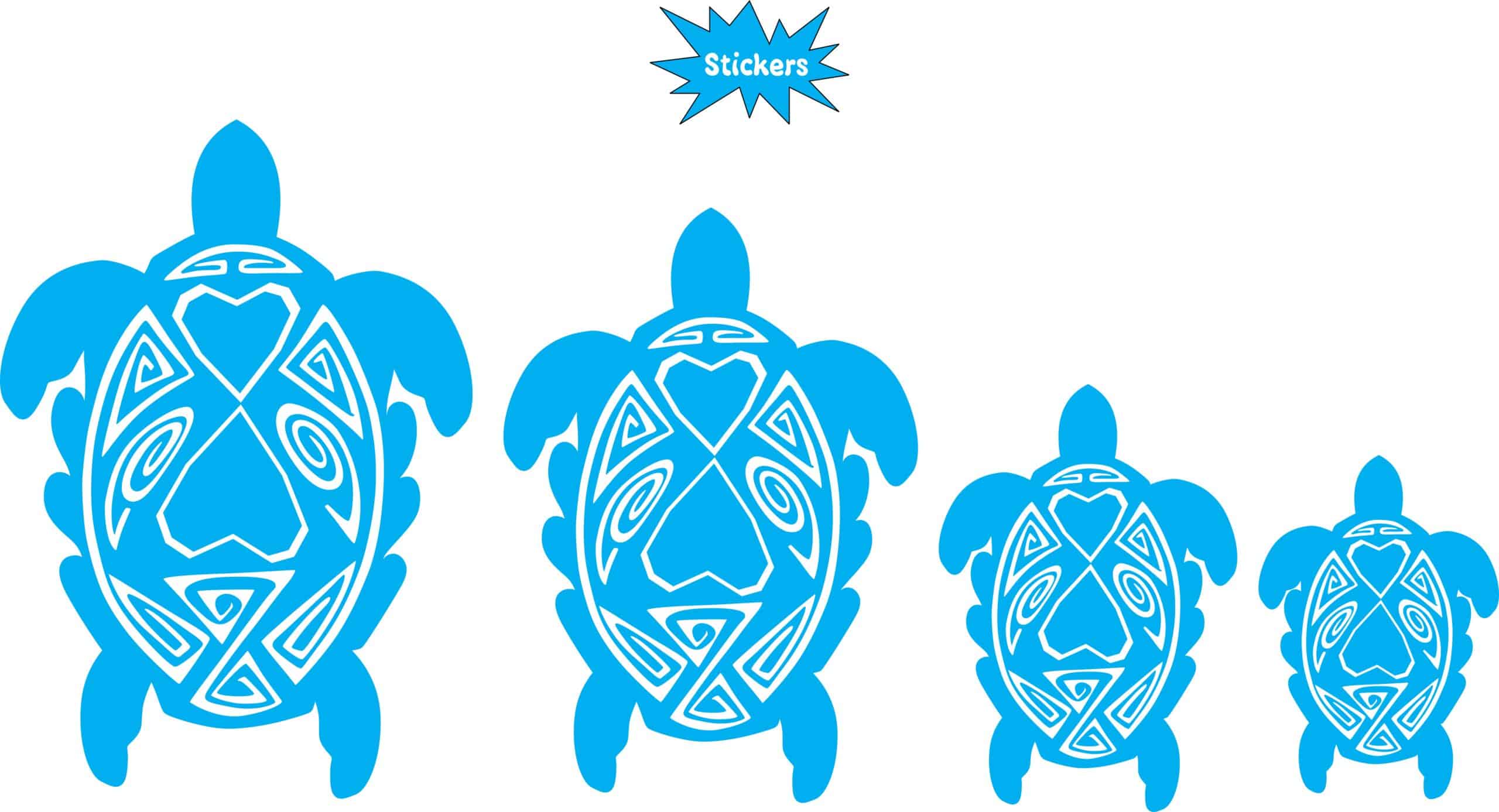 Blue and White Turtle Family Stickers