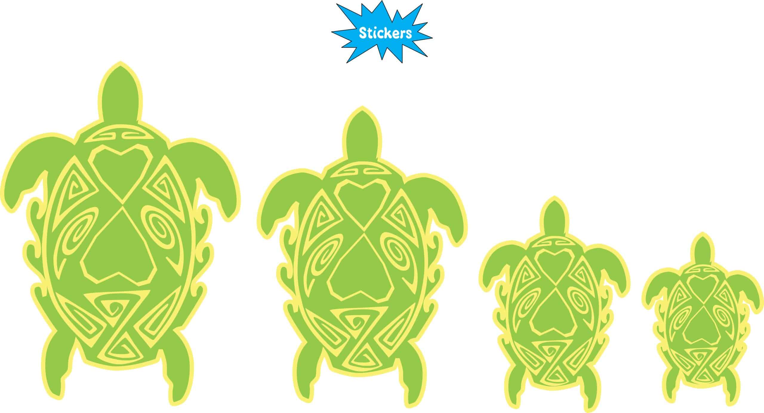 Green and Yellow Turtle Family Stickers