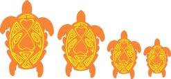 Orange and Yellow Turtle Family Stickers