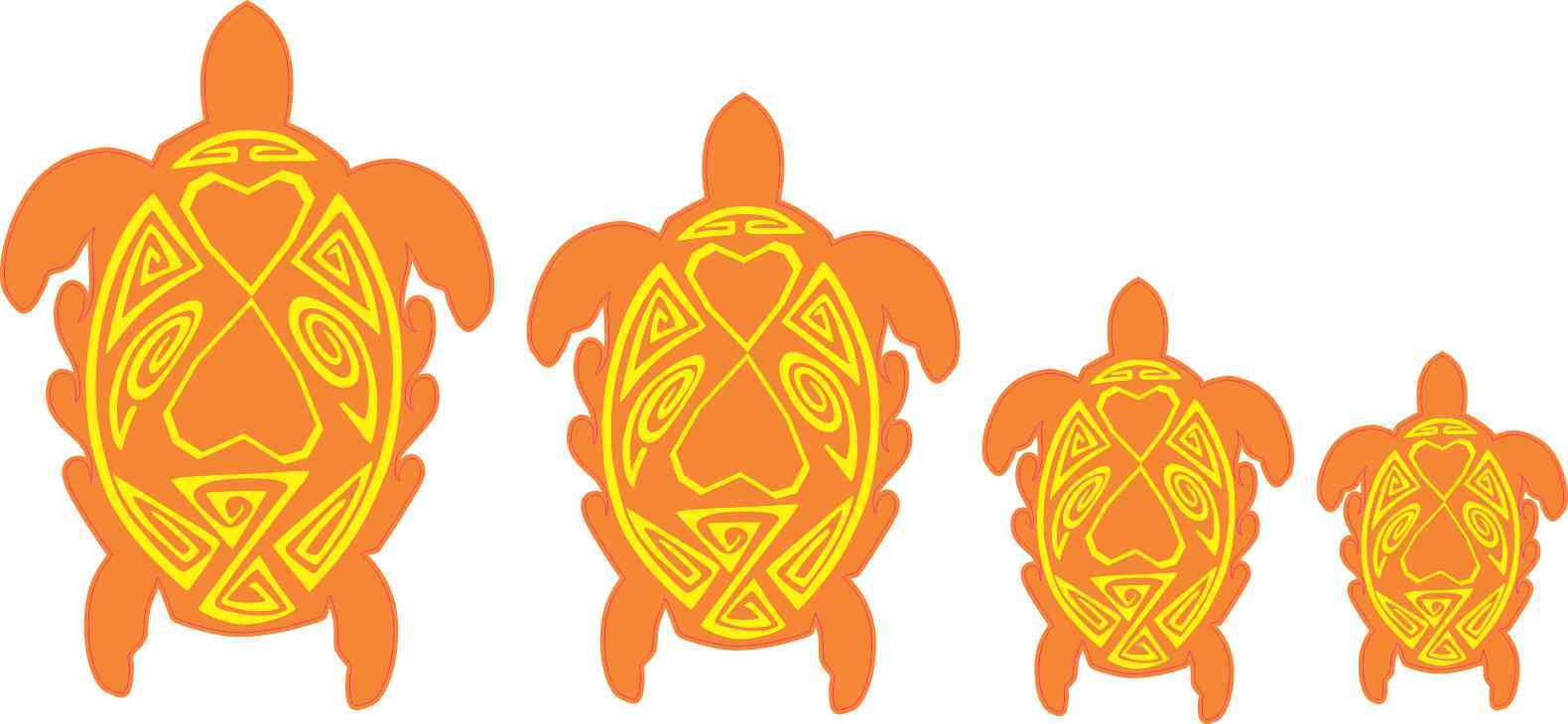 Orange and Yellow Turtle Family Stickers