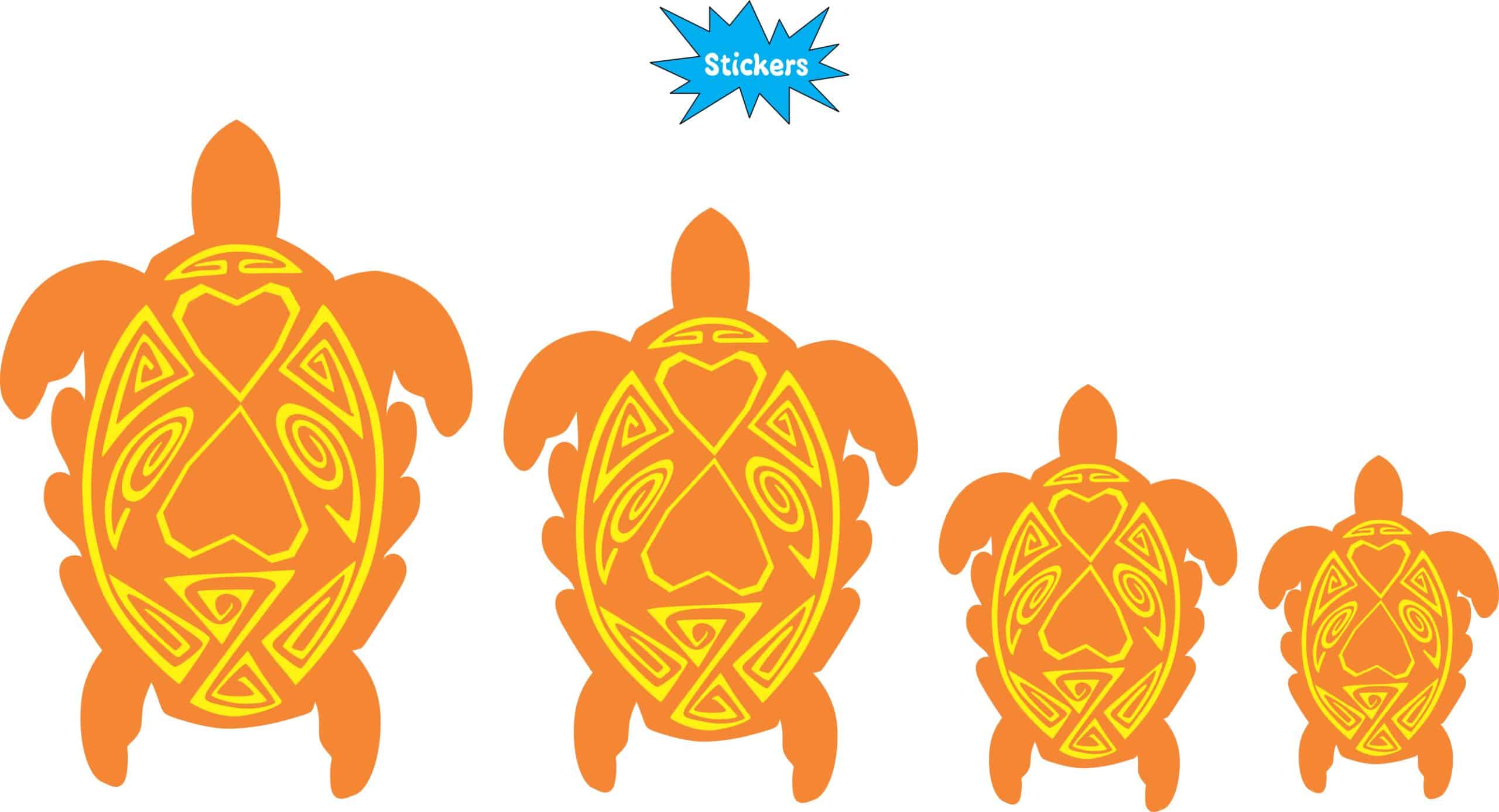 Orange and Yellow Turtle Family Stickers