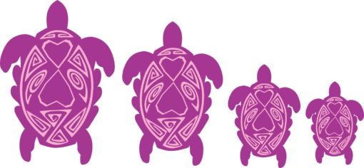 Purple and Pink Turtle Family Stickers