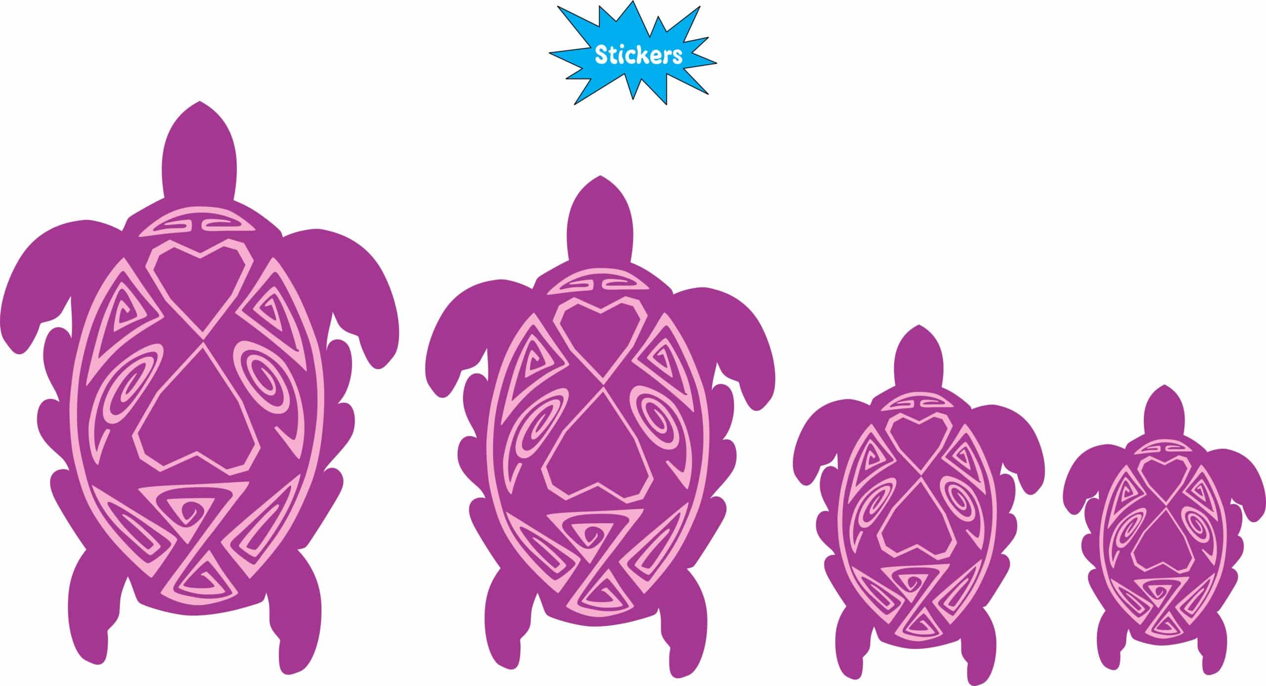 Purple and Pink Turtle Family Stickers