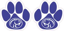 Reflected Blue Cougar Paw Stickers