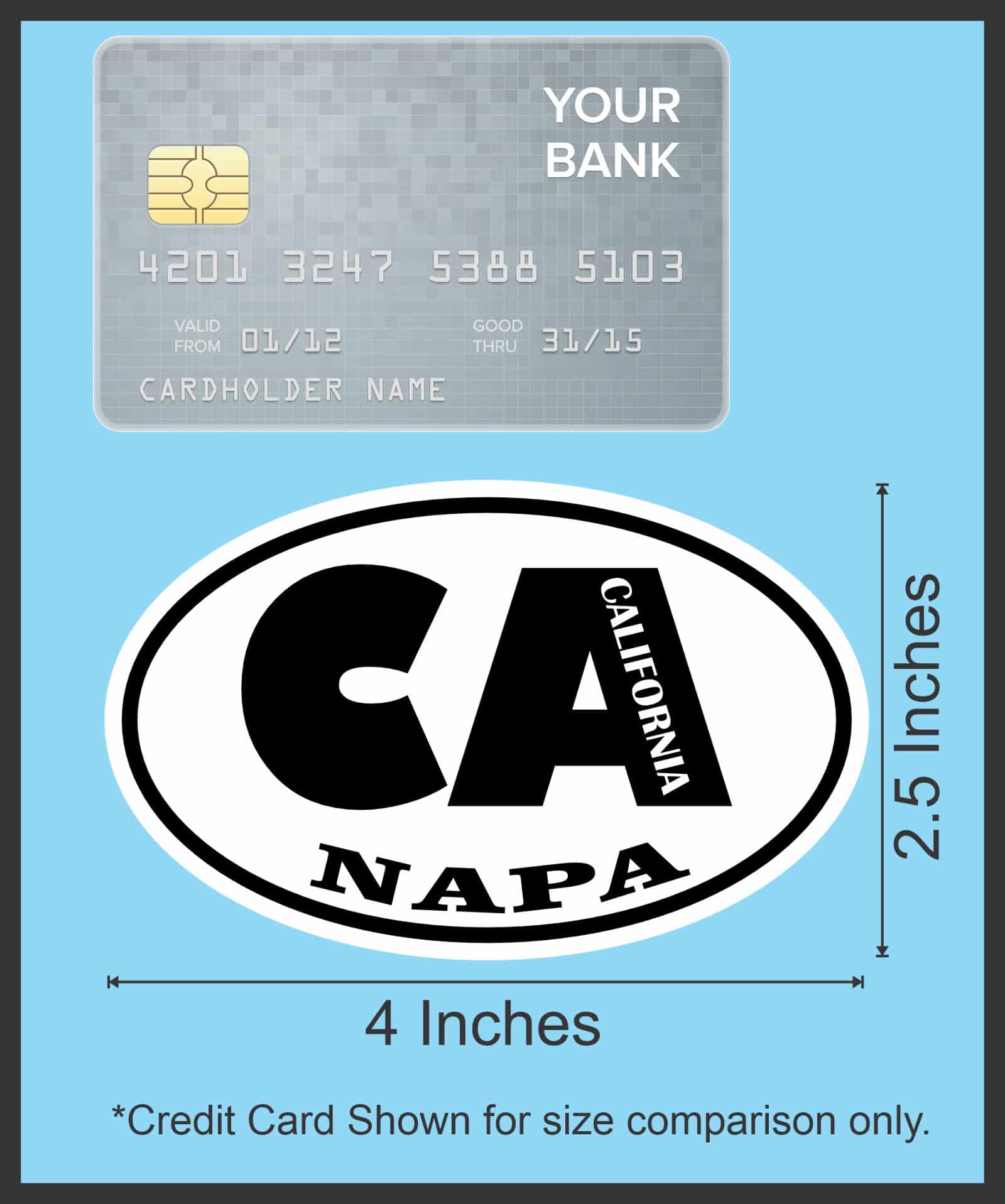 4in x 2.5in Oval CA Napa California Sticker - Image 6