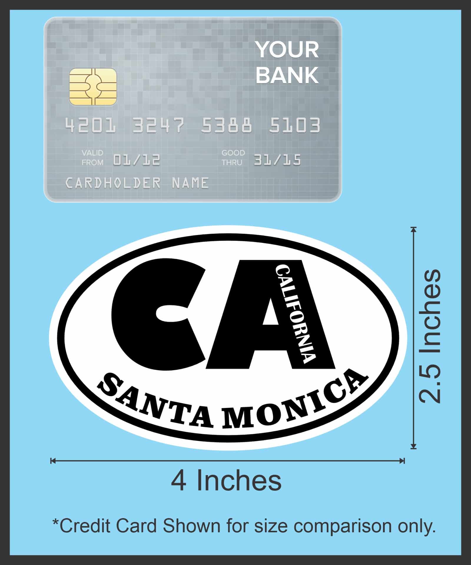 4in x 2.5in Oval CA Santa Monica California Sticker - Image 6
