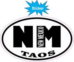 Alternative view of 4in x 2.5in Oval NM Taos New Mexico Sticker
