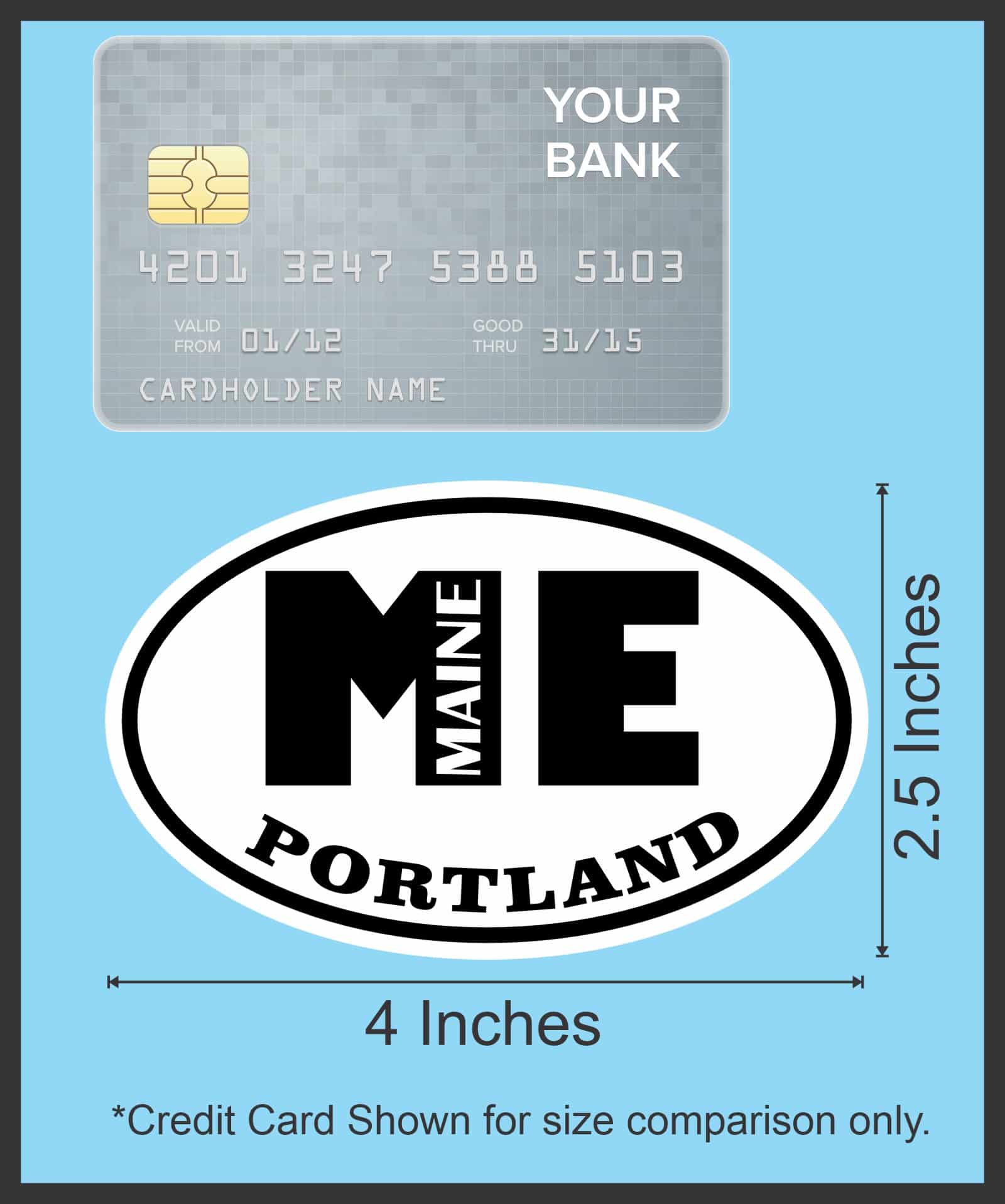 4in x 2.5in Oval ME Portland Maine Sticker - Image 7