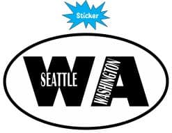 Alternative view of 5in x 3in Oval WA Seattle Washington Sticker