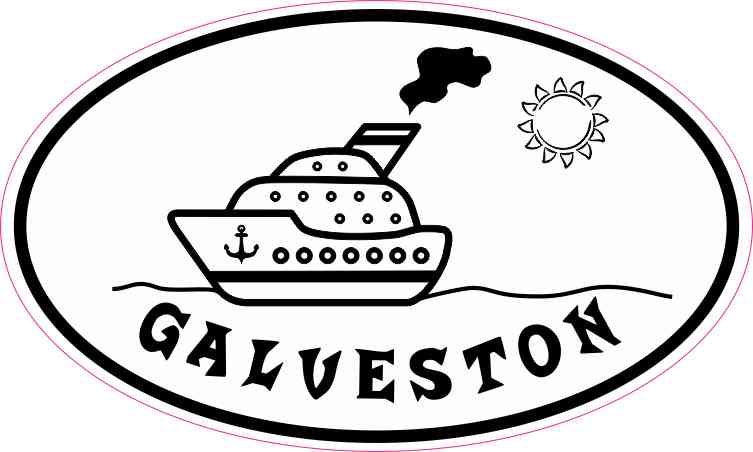 Cruise Ship Oval Galveston Sticker
