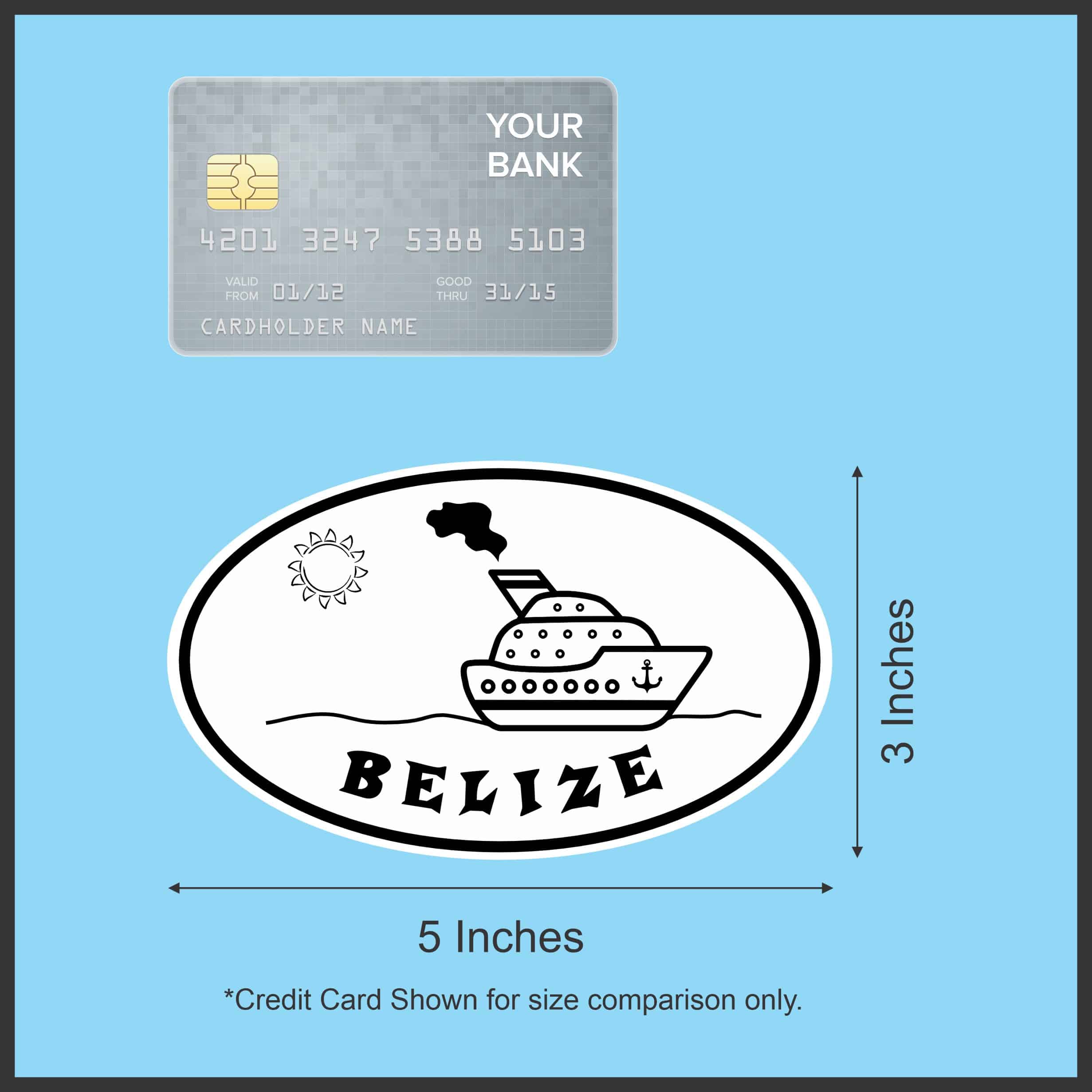 5in x 3in Cruise Ship Oval Belize Sticker - Image 5