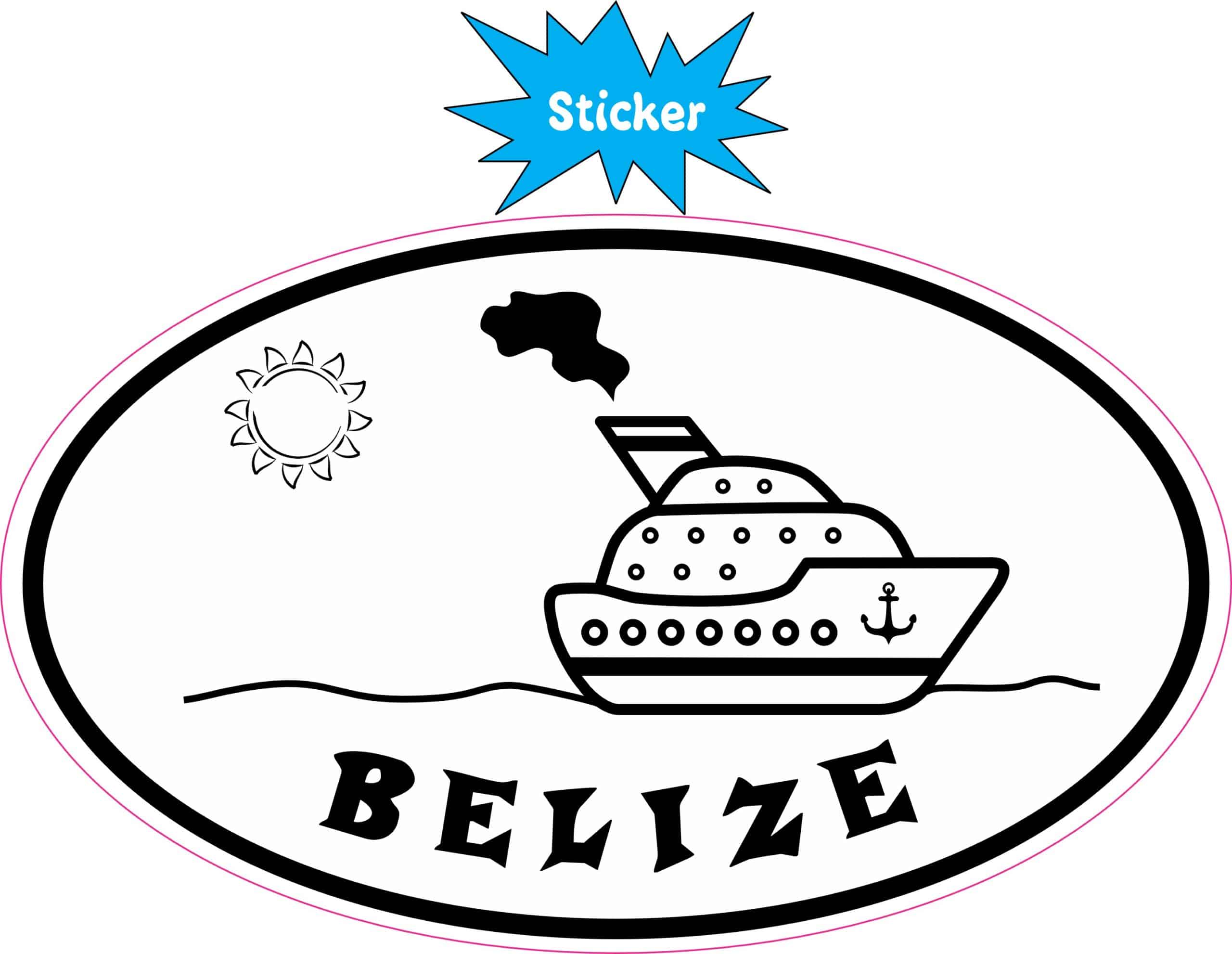 5in x 3in Cruise Ship Oval Belize Sticker - Image 2