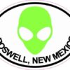 Green Alien Oval Roswell Sticker