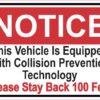 Notice Collision Prevention Technology Sticker