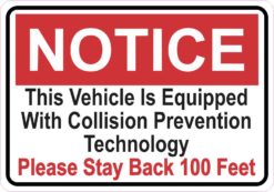 Notice Collision Prevention Technology Sticker
