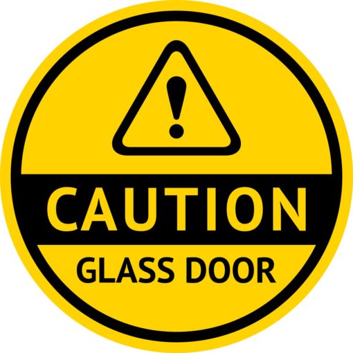 Caution Glass Door Sticker
