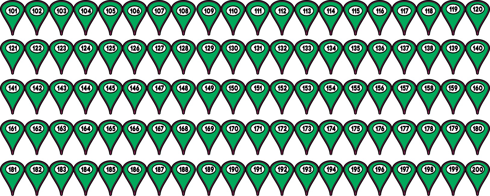101-200 Green Map Pointer Stickers