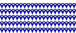 1-100 Blue Map Pointer Stickers