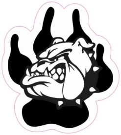 Black and White Bulldog Paw Sticker