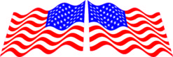 Mirrored Waving American Flag Stickers
