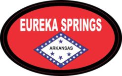 Oval Arkansas Flag Eureka Springs Sticker