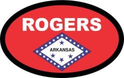 4in x 2.5in Oval Arkansas Flag Rogers Sticker