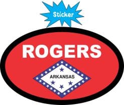 Alternative view of 4in x 2.5in Oval Arkansas Flag Rogers Sticker