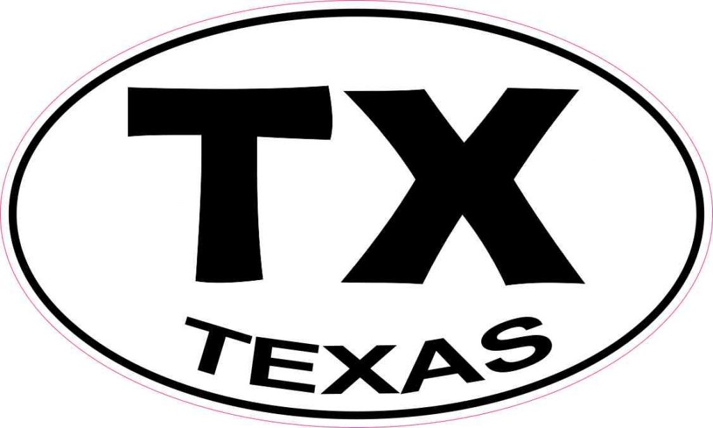 7.5in x 4.5in Oval TX Texas Sticker