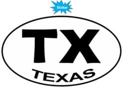 7.5in x 4.5in Oval TX Texas Sticker