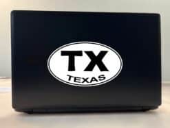 7.5in x 4.5in Oval TX Texas Sticker