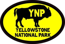 Yellow Buffalo Oval Yellowstone National Park Sticker