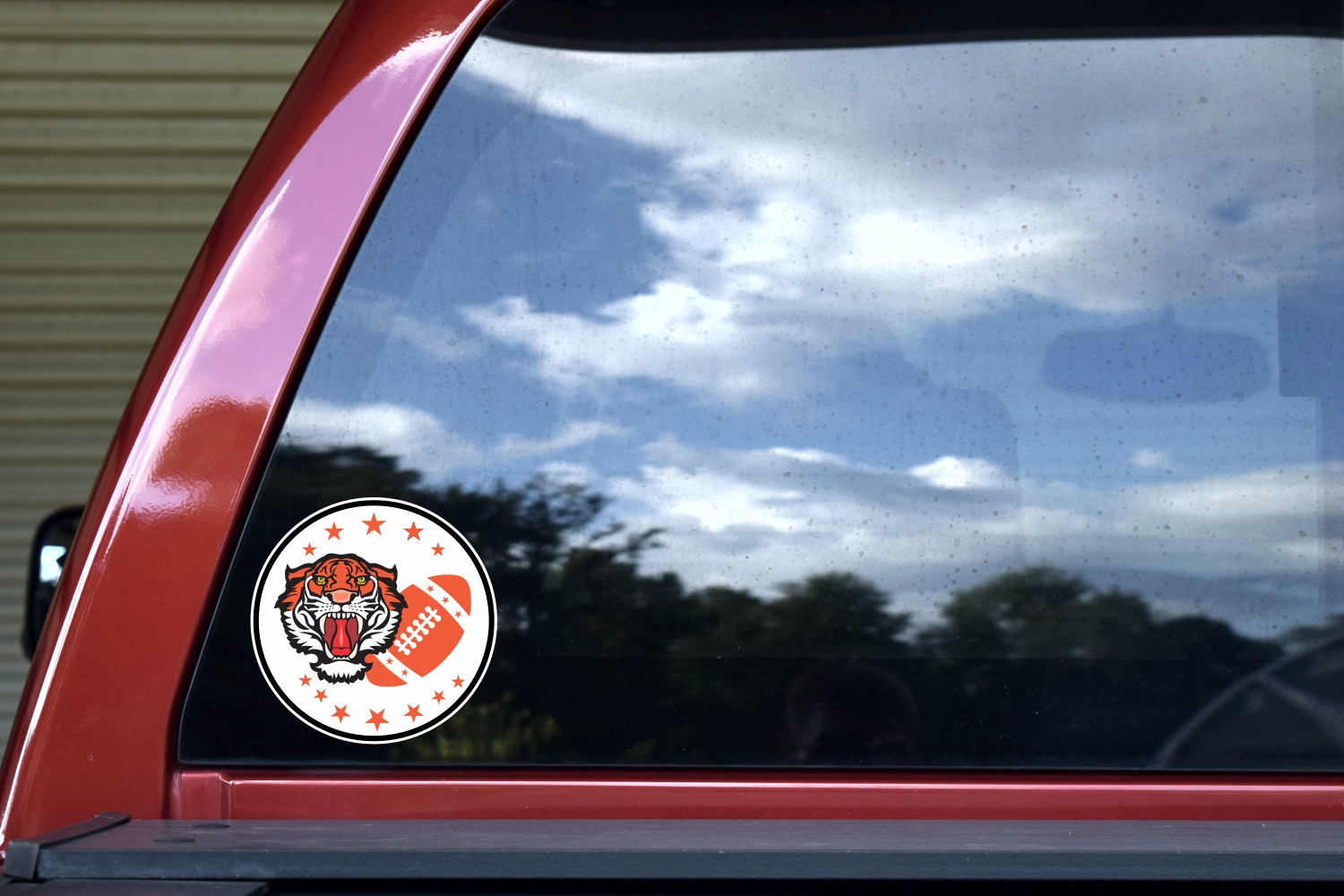 Orange Tiger Football Sticker